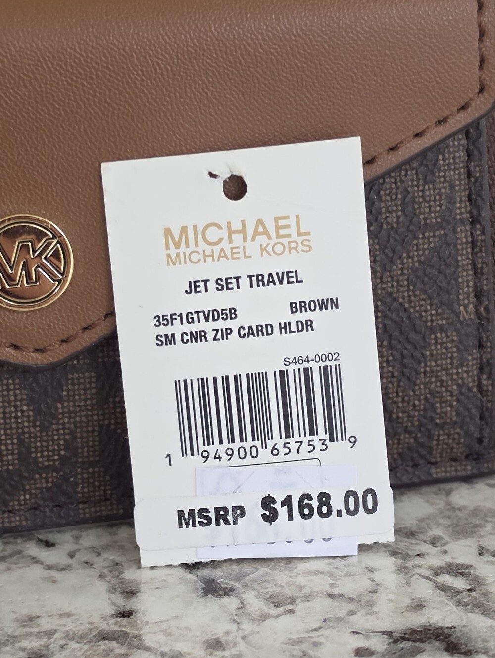 Michael Kors Jet Set Logo Corner Zip Small Brown Card Wallet - Picture 5 of 6